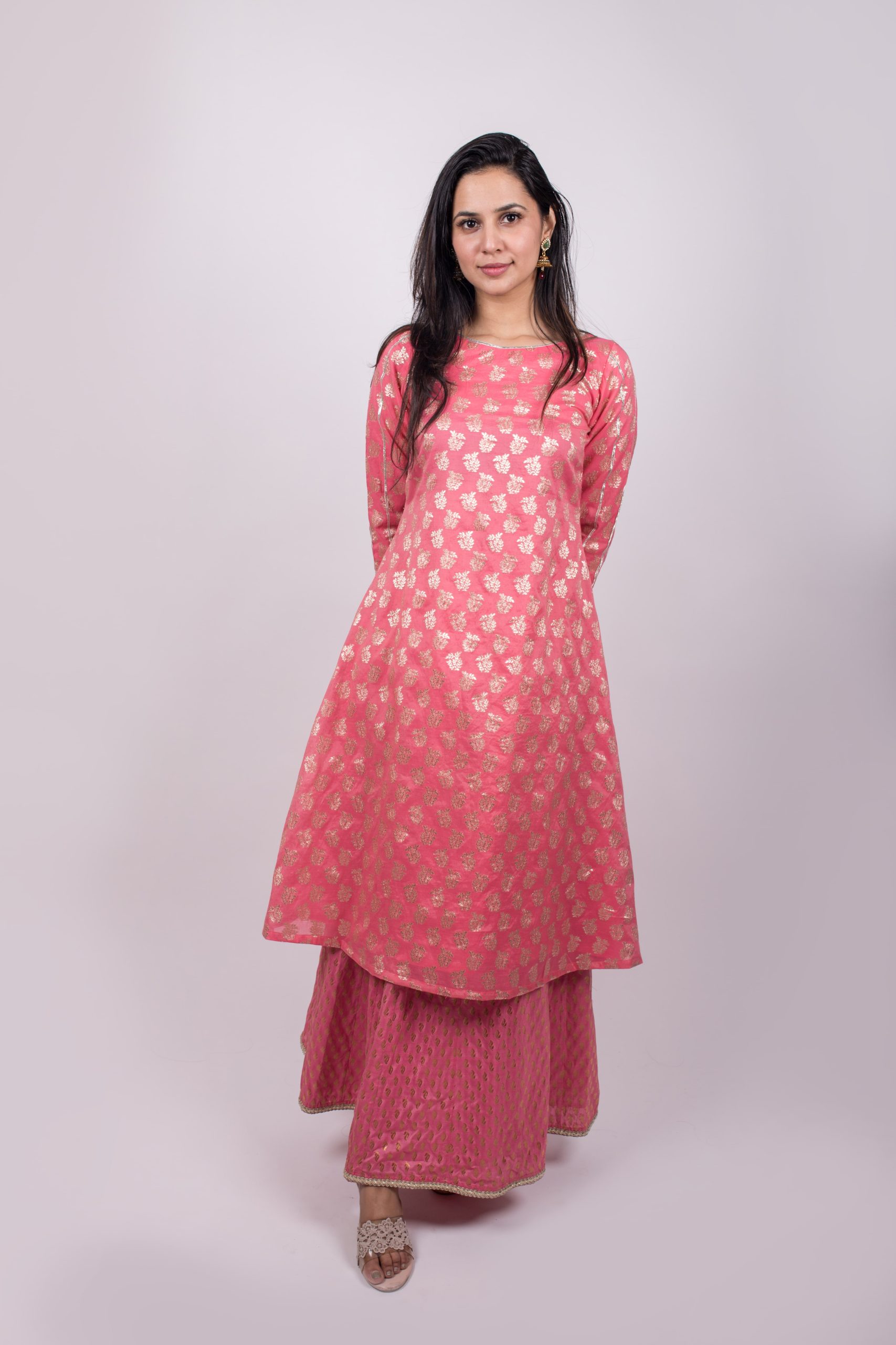 Pink Chanderi 2-In-1 Dress & Kurta
